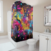 Graffiti Notes musicales Rideau de douche (En situation)