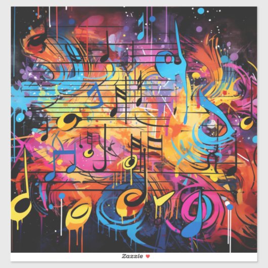 Graffiti Notes musicales Sticker Vinyl (Feuille)
