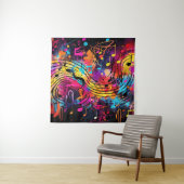 Graffiti Notes musicales Tapisserie (En situation)