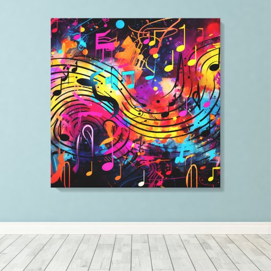 Graffiti Notes musicales Toile Art (Insitu (Plancher de Bois))