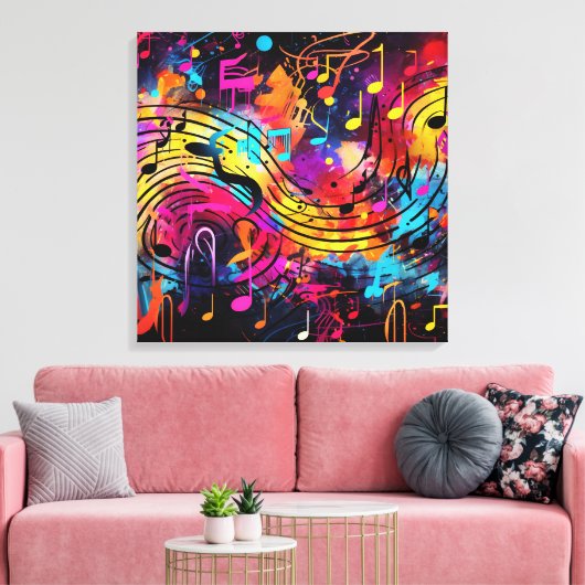 Graffiti Notes musicales Toile Art (Insitu(Salon))