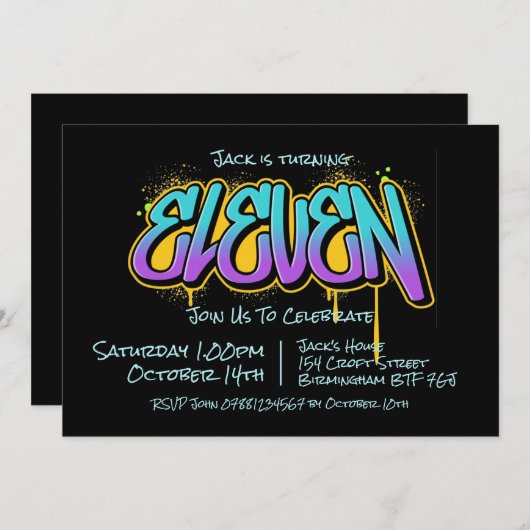 Graffiti Onze Invitation (Devant / Derrière)