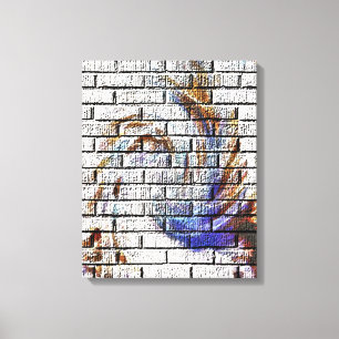 GRAFFITI OP EEN STENEN MUUR CANVAS AFDRUK
