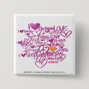 Graffiti Oranje/Paars Vierkante Button 5,1 Cm