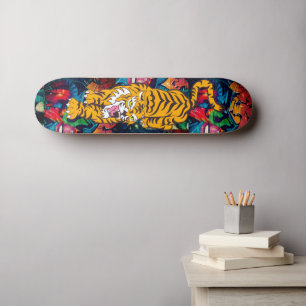 Graffiti Oranje tijger, aangepast aan het skateboa Skateboard