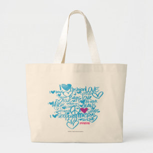 Graffiti Paars/Aqua Grote Tote Bag
