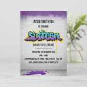 Graffiti Paint Zestiende verjaardag Invite Kaart (Staand voorkant)