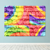 Graffiti pastel bakstenen muur canvas afdruk (Insitu (Houten vloer))