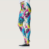 Graffiti patroon met neon kleuren en stedelijke gr leggings (Links)