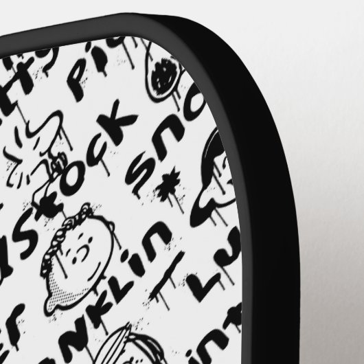Graffiti-patroon pindaktekens pickleball paddle (Links Detail)