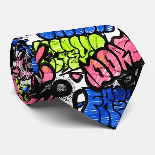 Graffiti Patroon Stropdas (Opgerold)