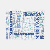 Graffiti Patroon Typografie Blue White Fleece Deken (Voorkant (Horizontaal))