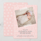 Graffiti Pink Baby Card Faire-part de naissance (Devant / Derrière)