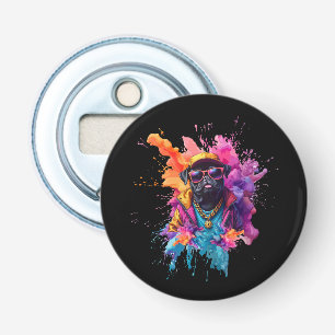 "Graffiti Pug Flesopener – Urbane Straatkunsthond Button Flesopener