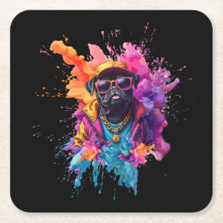 "Graffiti Pug Mouse Pad – Urban Street Art Dog Des Vierkante Kartonnen Onderzetter