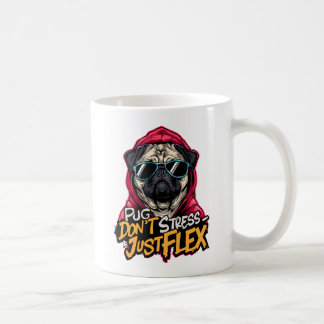 Graffiti Pug Mug – “Pug Don’t Stress Just Flex” Koffiemok