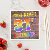 Graffiti Rainbow 31ST BIRTHDAY! + Aangepaste naam Servet (Insitu)