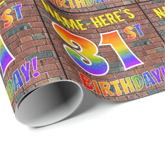 Graffiti Rainbow 31ST BIRTHDAY! en aangepaste naam Cadeaupapier (Rol Hoek)