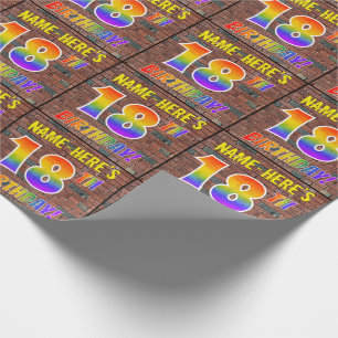 Graffiti Rainbow Kijk 18E BIRTHDAY! en aangepaste  Cadeaupapier