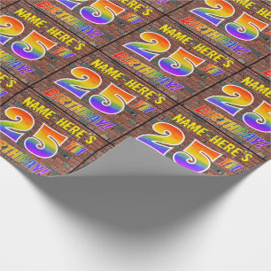 Graffiti Rainbow Kijk 25th BIRTHDAY! en aangepaste Cadeaupapier