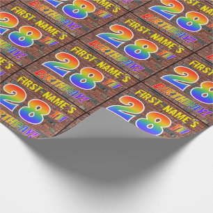 Graffiti Rainbow Kijk 28E BIRTHDAY! en aangepaste  Cadeaupapier