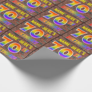 Graffiti Rainbow Kijk 70th BIRTHDAY! en aangepaste Cadeaupapier