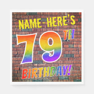 Graffiti Rainbow Kijk 79th BIRTHDAY! + Aangepaste  Servet
