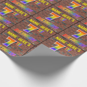 Graffiti Rainbow Kijk 7E BIRTHDAY! en aangepaste n Cadeaupapier