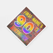 Graffiti Rainbow Kijk 90th BIRTHDAY! + Aangepaste Servet (Hoek)