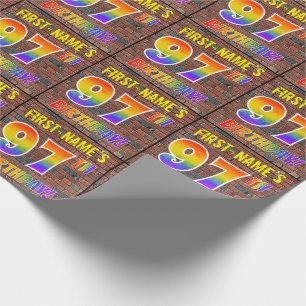 Graffiti Rainbow Kijk 97th BIRTHDAY! en aangepaste Cadeaupapier