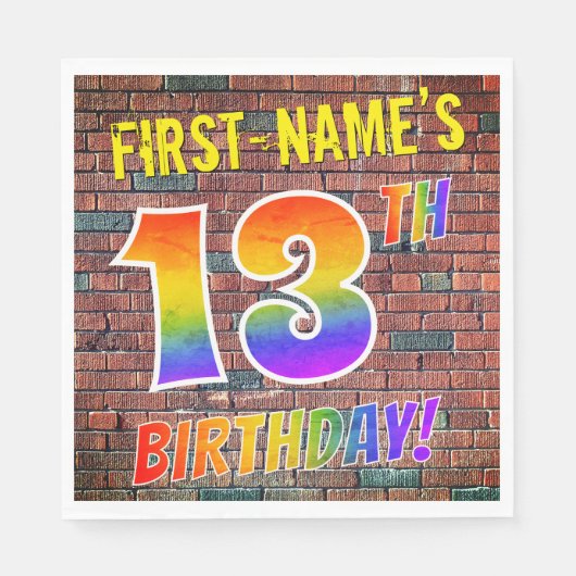 Graffiti Rainbow Look 13DE VERJAARDAG! + Aangepast Servet (Voorkant)