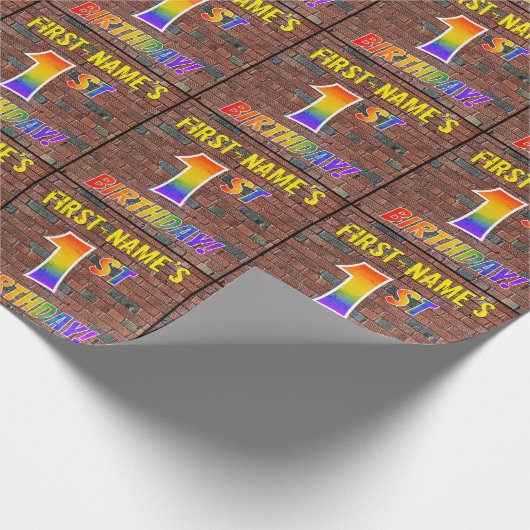 Graffiti Rainbow Look 1E VERJAARDAG! & Aangepaste Cadeaupapier (Hoek)