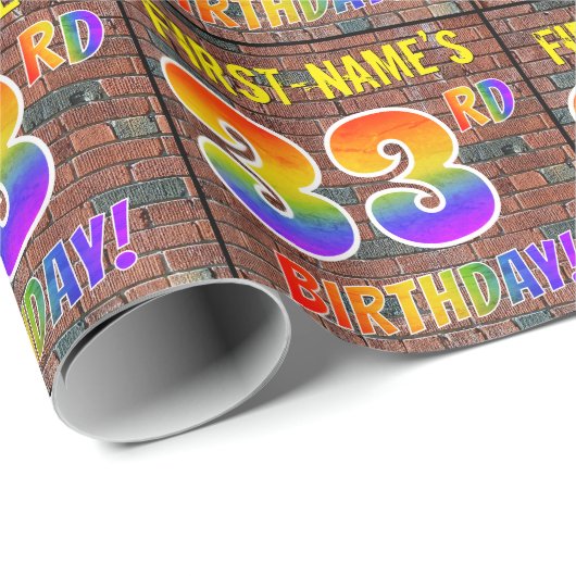 Graffiti Rainbow Look 33E VERJAARDAG! & Aangepaste Cadeaupapier (Rol Hoek)