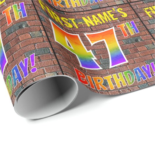 Graffiti Rainbow Look 47E VERJAARDAG! & Aangepaste Cadeaupapier (Rol Hoek)