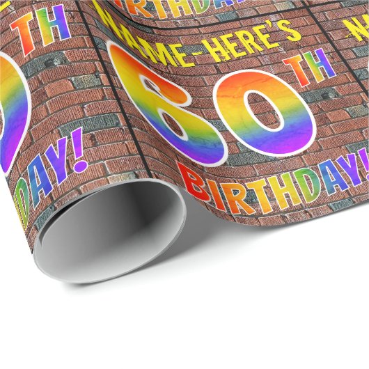 Graffiti Rainbow Look 60E VERJAARDAG! & Aangepaste Cadeaupapier (Rol Hoek)