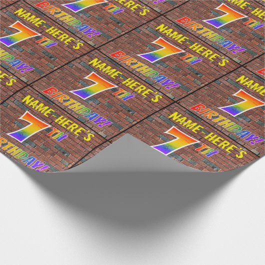 Graffiti Rainbow Look 7E VERJAARDAG! & Aangepaste  Cadeaupapier (Hoek)