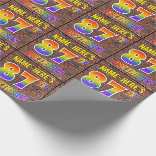 Graffiti Rainbow Look 87E VERJAARDAG! & Aangepaste Cadeaupapier