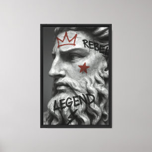 Graffiti Rebel King buste met kroon Canvas Afdruk
