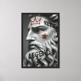 Graffiti Rebel King buste met kroon Canvas Afdruk
