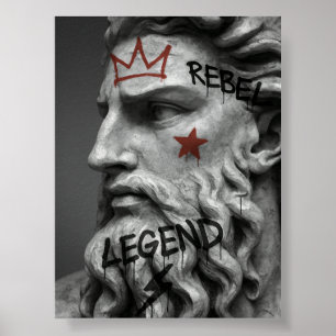 Graffiti Rebel King buste met kroon Poster