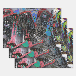 Graffiti Red Black letters Urban Street Art Inpakpapier Vel