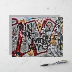 Graffiti Red Gray Letters Urban Street Wall Art