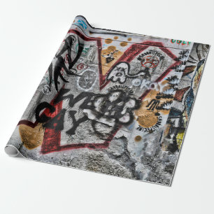 Graffiti Red Gray Letters Urban Street Wall Art Cadeaupapier