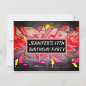 Graffiti Red Letters Invitation d'anniversaire (Dos)