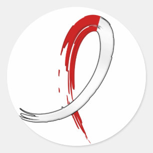 Graffiti Rood wit lintje Aplastische anemie Ronde Sticker