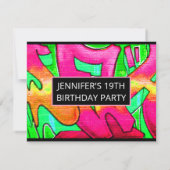 Graffiti rose lettres Abstraites Invitation d'anni (Dos)