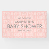 Graffiti roze Baby shower Welkomstbanner Spandoek (Horizontaal)