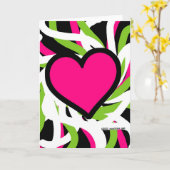 Graffiti Roze Hart Kaart (Gele Bloem)