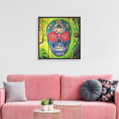 Graffiti SCHEDEL bloem patroon schedel Canvas Afdruk (Insitu (Woonkamer))