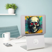 Graffiti Schedel Sticker 2 (Laptop op bureau)